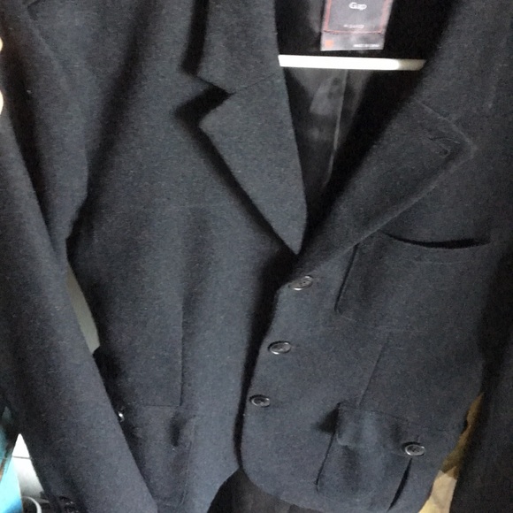 GAP Wool Blend Pea Coat Jacket Charcoal (M) - Picture 6 of 14